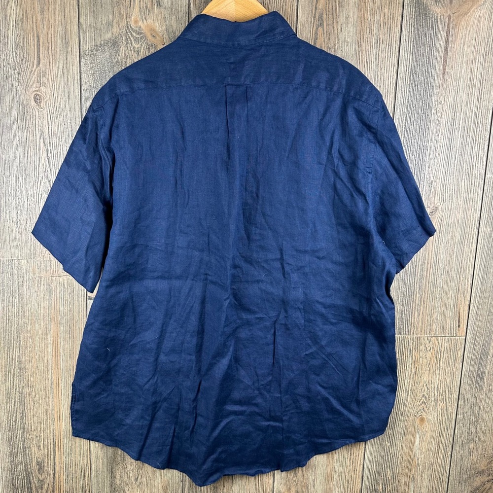 Polo Ralph Lauren Classic Fit Linen Short Sleeve Button Down Shirt NWT Navy XL - Picture 8 of 8